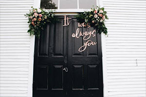 Decorated door to wedding