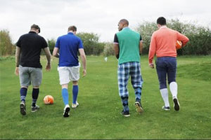 4 men going to play foot golf
